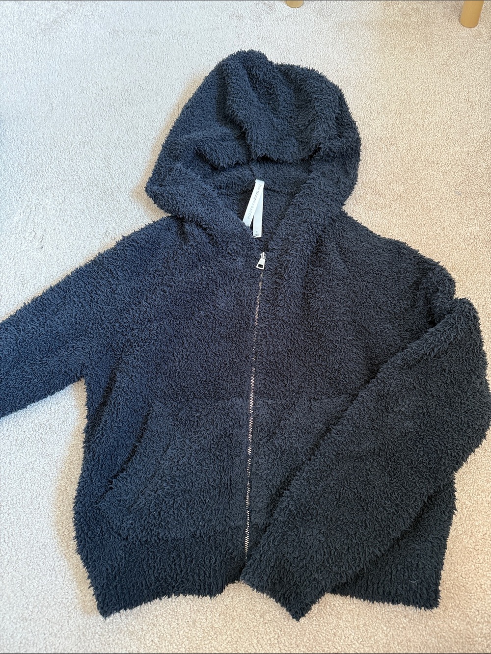 Babaton Black Cozy Plush Zip-Up Hoodie